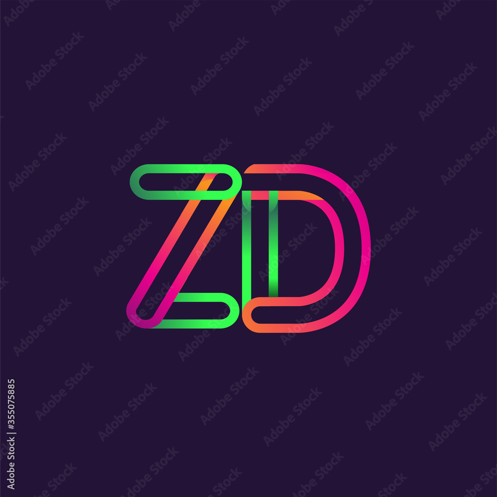 initial logo letter ZD, linked outline rounded logo, colorful initial logo for business name and company identity. initial logo letter ZD, linked outline rounded logo, colorful initial logo for business name and company identity.
