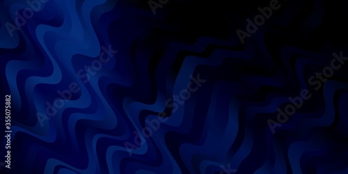 Dark BLUE vector background with bows. Colorful geometric sample with gradient curves. Pattern for ads, commercials.