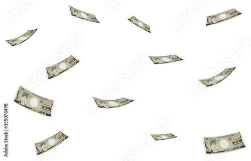 宙を舞うお金・一万円札