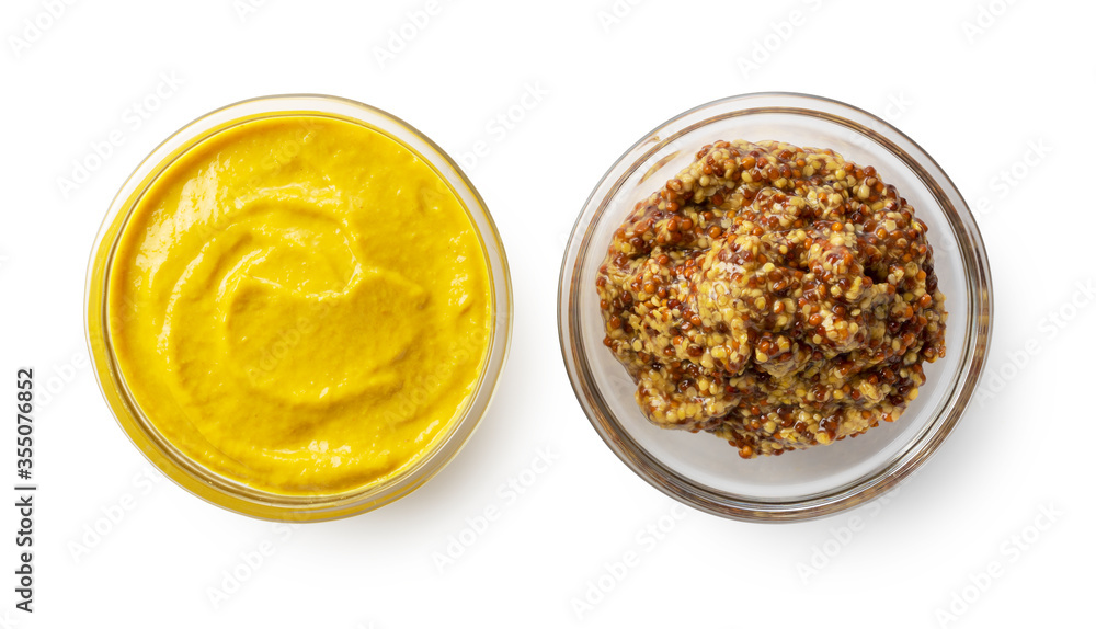 Mustard sauce placed on a white background Mustard sauce placed on a white background