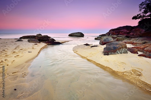 Beautiful seascape at sunrise in Terengganu, Malaysia
