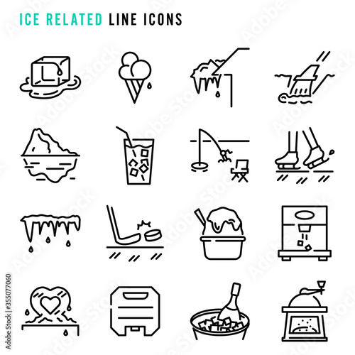 Ice related line icons