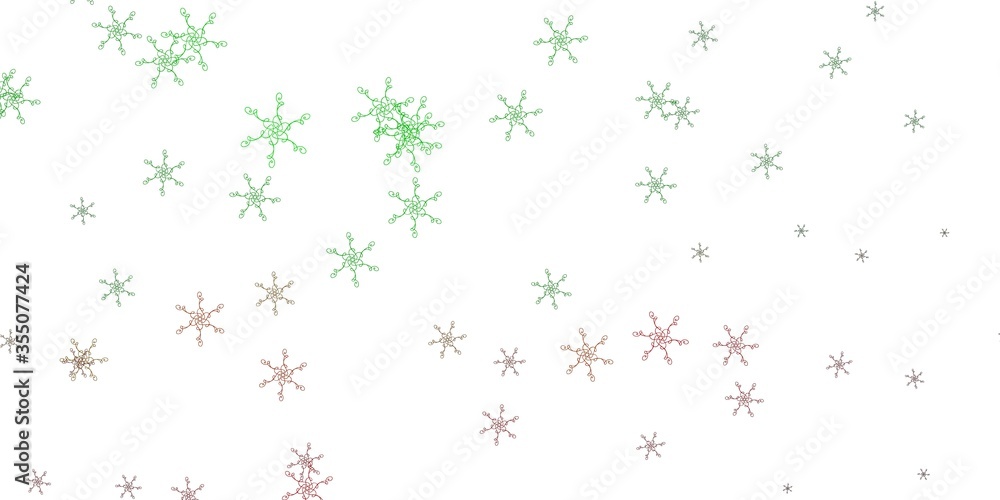 Light Green, Red vector background with bent lines.