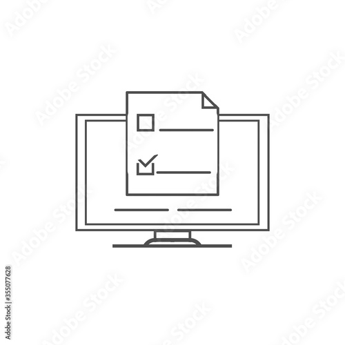 Online monitor vote icon on the white background.