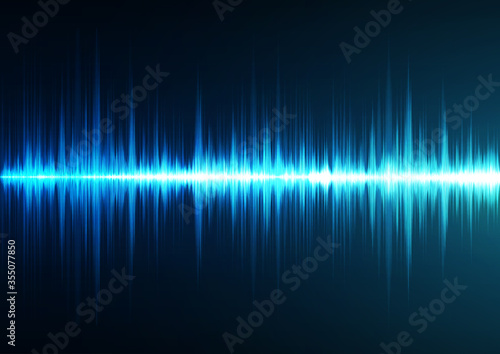 Blue sound waves, Equalizer for music, audio waveform