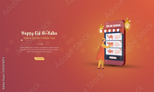 Online qurban mobile application for Eid al Adha concept