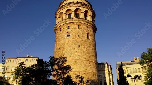 Galata Tower aerial view with Drone From Istanbul Turkiye.