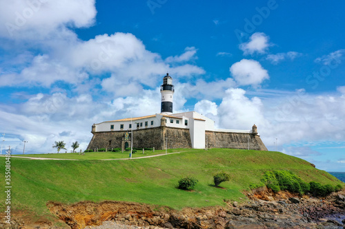 Aerial view of lighthouse in the tropical Salvador Bahia Brazil