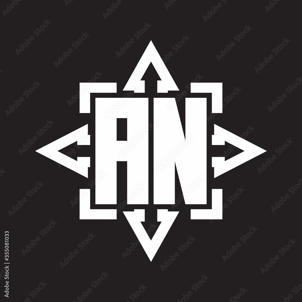 AN Logo monogram with rounded arrows shape design template AN Logo monogram with rounded arrows shape design template