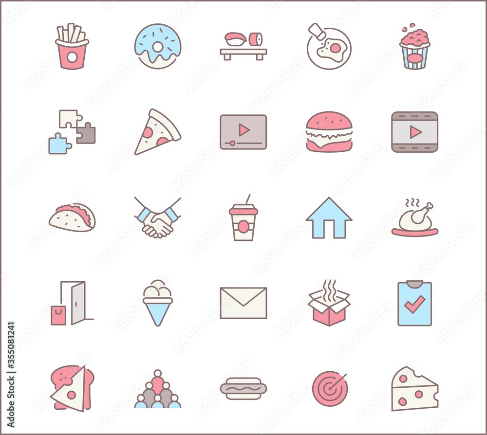 Set of Foods, Drinks Related Vector Line Icons. Contains such Icons as Pizza, Fries, Egg, Meat, Sushi, Chicken, Hamburger, Ice Cream, Donut, Soup, Sandwich, eggs and more. Editable Stroke. 32x32 Pixel Set of Foods, Drinks Related Vector Line Icons. Contains such Icons as Pizza, Fries, Egg, Meat, Sushi, Chicken, Hamburger, Ice Cream, Donut, Soup, Sandwich, eggs and more. Editable Stroke. 32x32 Pixel
