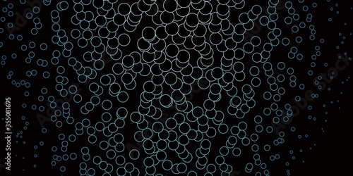 Dark BLUE vector layout with circle shapes. Illustration with set of shining colorful abstract spheres. Pattern for business ads.