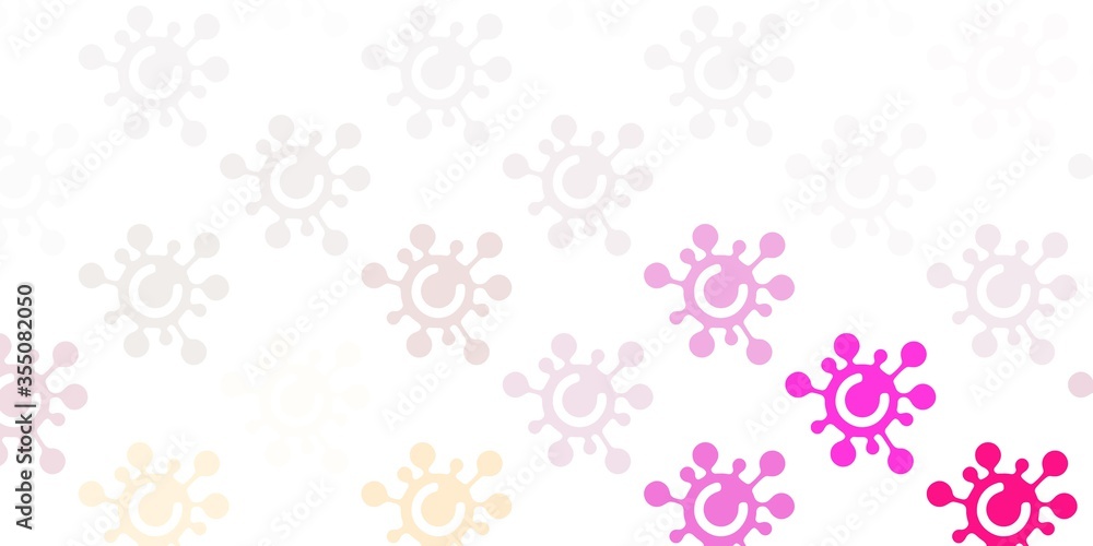 Light Pink vector background with covid-19 symbols.