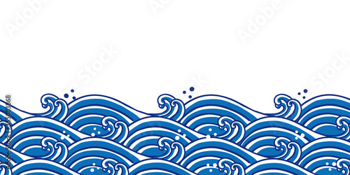 波　和柄イラスト