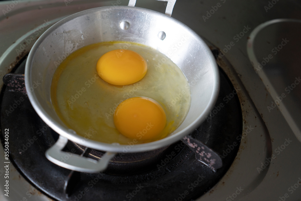Pan-fried eggs, breakfast menu in Thailand Pan-fried eggs, breakfast menu in Thailand