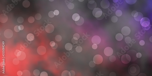 Dark Pink, Yellow vector background with spots. Abstract decorative design in gradient style with bubbles. New template for a brand book.