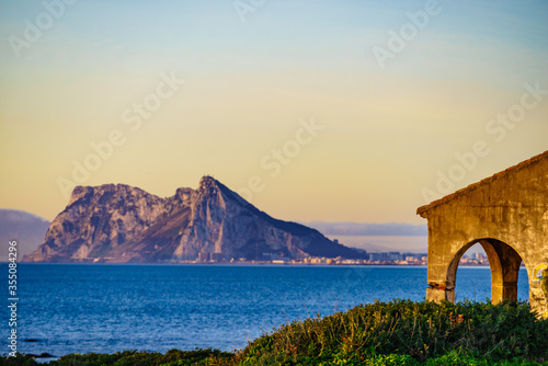 Seascape and Gibraltar rock on horizon