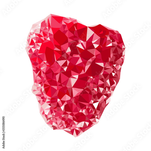 low poly art raspberry. Berry drawn by polygons. Vector illustration