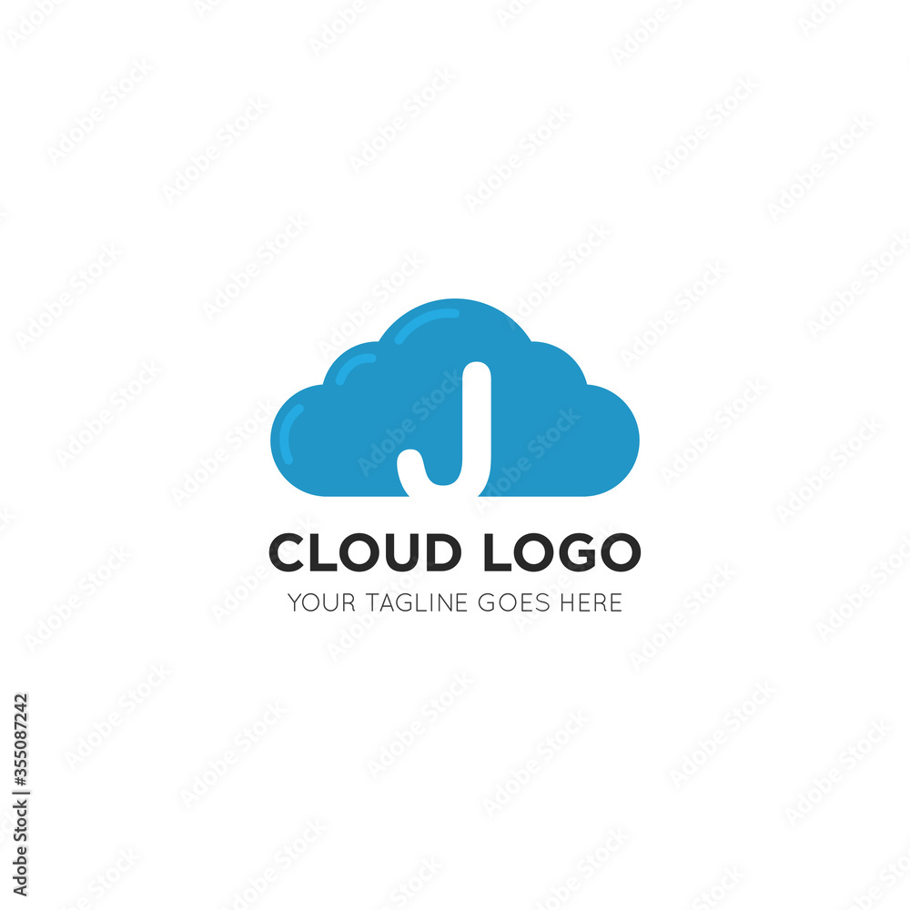 initial leter j cloud logo and icon vector illustration design template initial leter j cloud logo and icon vector illustration design template