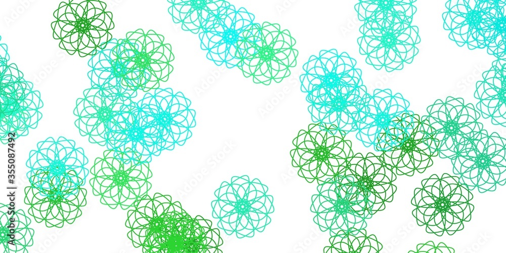 Light Green vector doodle template with flowers. Light Green vector doodle template with flowers.