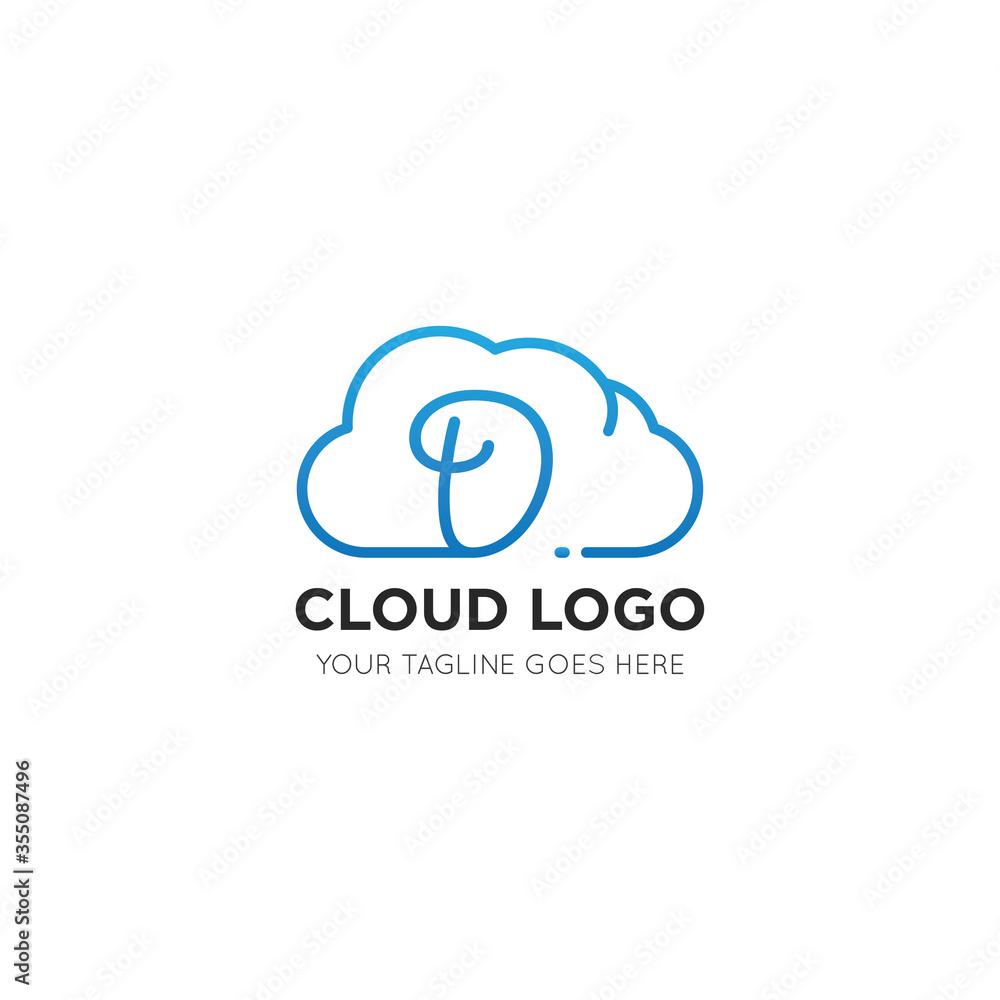 initial leter d cloud logo and icon vector illustration design template initial leter d cloud logo and icon vector illustration design template