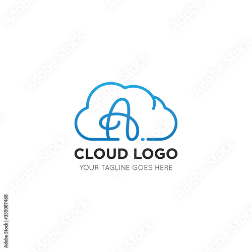 initial leter a cloud logo and icon vector illustration design template