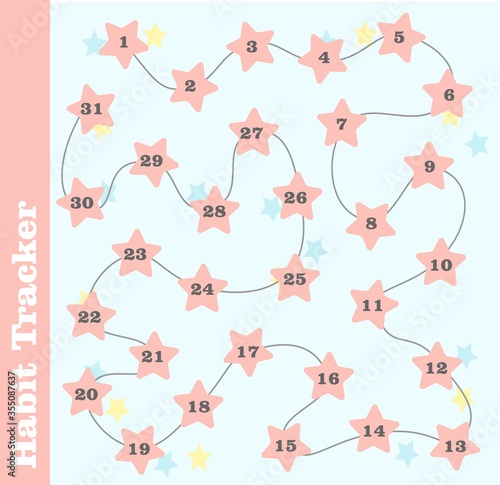 Habit tracker, bullet magazine. Tracker template for day planning. Vector illustration of good habits. Self control. Diary.