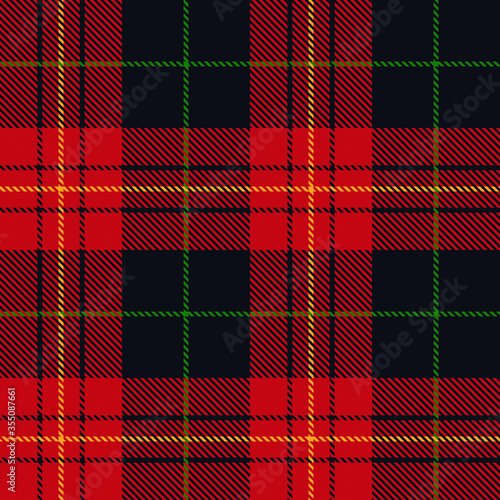 Tartan plaid seamless pattern green yellow and red color line . Shirt print fabric texture blue background, Scottish cage , New year , Christmas decoration, Check design Vector illustration