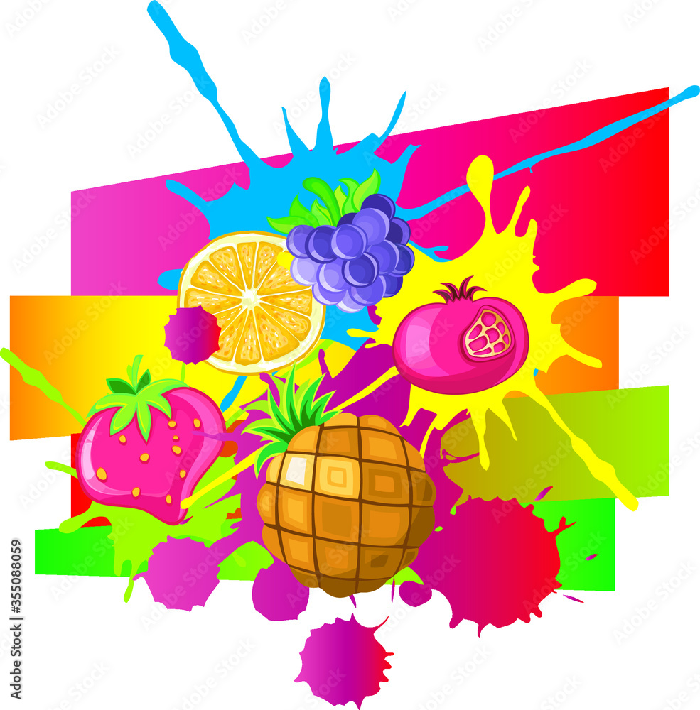 hand drawn vector illustration of an abstract fruit splash hand drawn vector illustration of an abstract fruit splash