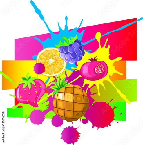 hand drawn vector illustration of an abstract fruit splash