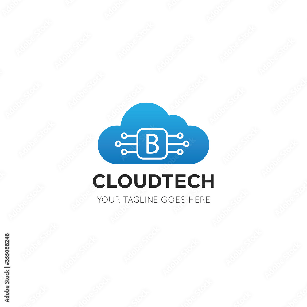 initial leter b cloud logo and icon vector illustration design template initial leter b cloud logo and icon vector illustration design template