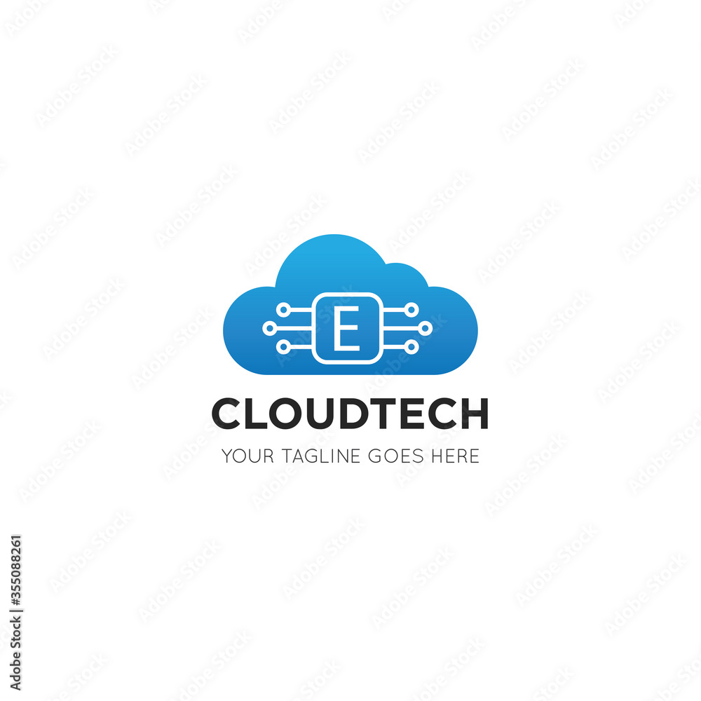 initial leter e cloud logo and icon vector illustration design template initial leter e cloud logo and icon vector illustration design template