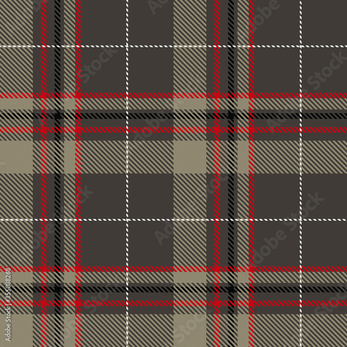 Tartan plaid seamless pattern black white red color brown background. Flannel shirts , Vector illustration for wallpapers, White line color fabric , Scottish cage . photo