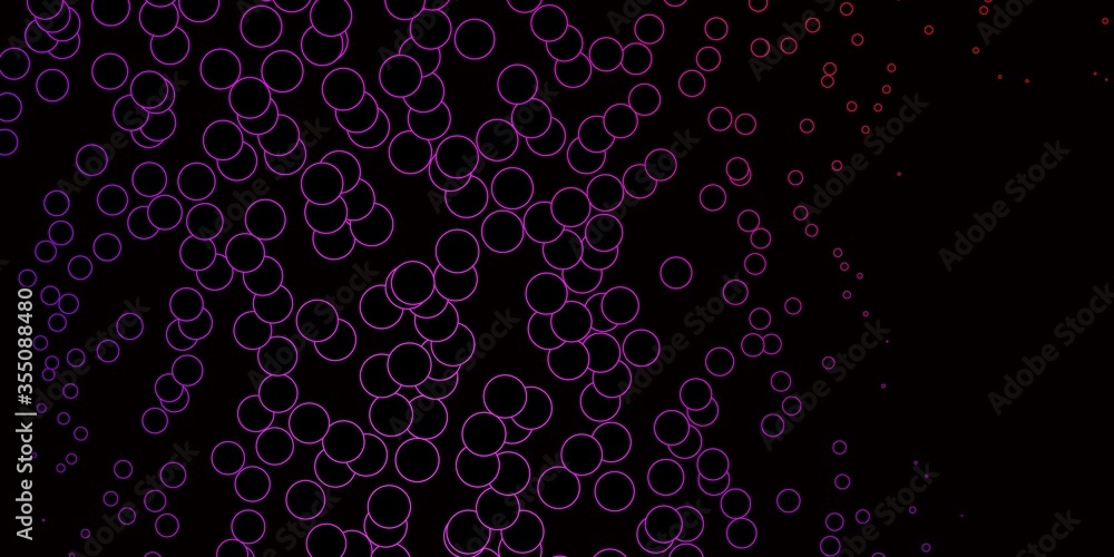 Dark Pink, Red vector pattern with spheres. Abstract colorful disks on simple gradient background. Design for your commercials.