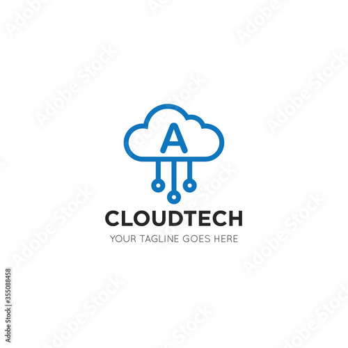 initial leter a cloud logo and icon vector illustration design template
