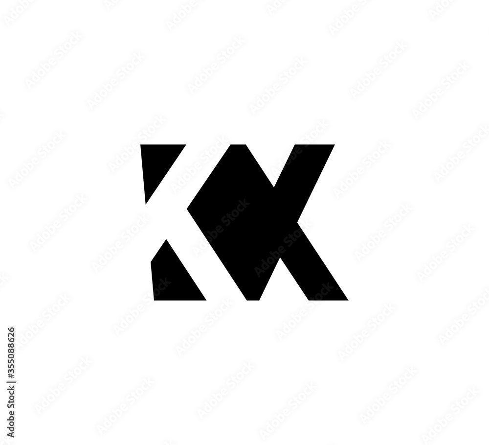 Initial letters Logo black positive/negative space KX Initial letters Logo black positive/negative space KX