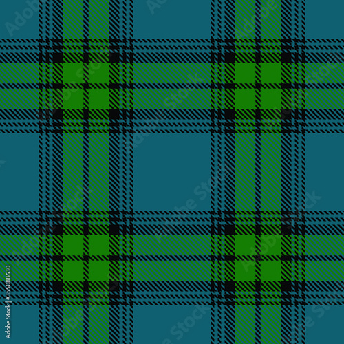 Tartan plaid seamless pattern blue color background. Flannel shirts , Vector illustration for wallpapers, Green and black line color fabric , Scottish cage .