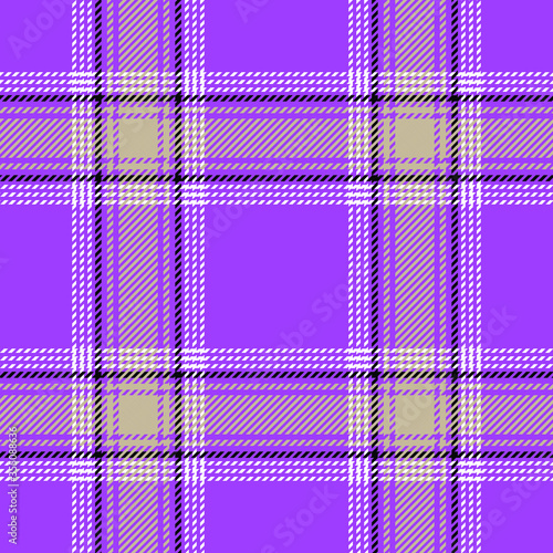 Tartan plaid seamless pattern purple color background. Flannel shirts , Vector illustration for wallpapers, White and brown line color fabric , Scottish cage .