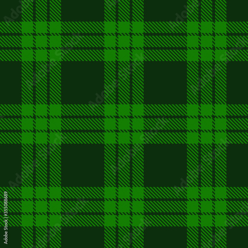 Tartan plaid seamless pattern green color background. Flannel shirts , Vector illustration for wallpapers, Green line color fabric , Scottish cage .