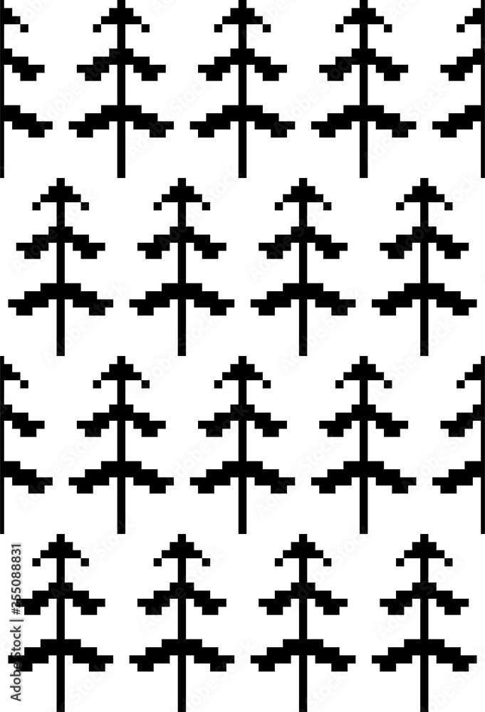 Seamless pattern with firs in scandinavian folk style. Stock vector illustration for web and print, wallpaper, background, textile, scrapbooking and wrapping paper.