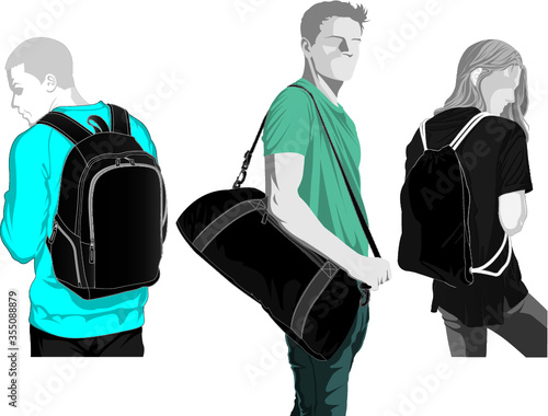 blank bag design template with silhouette model