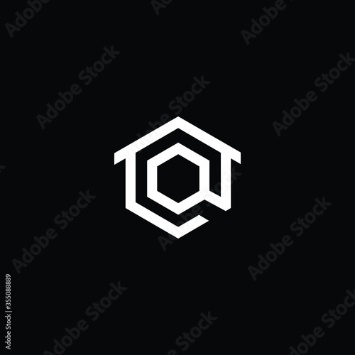 Logo design of Q in vector for construction, home, real estate, building, property. Minimal awesome trendy professional logo design template on black background.