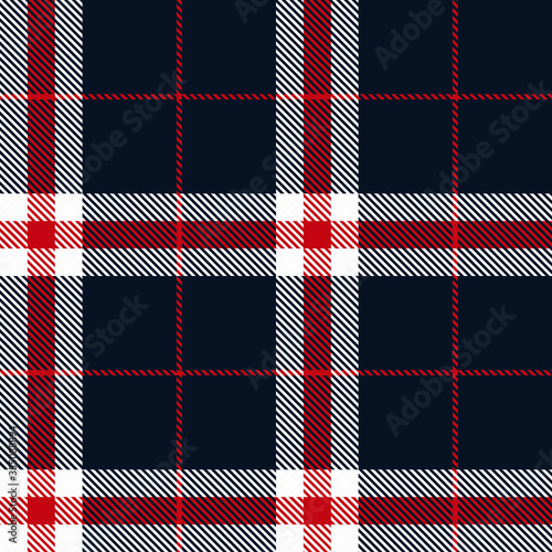 Tartan plaid seamless pattern blue color background. Flannel shirts , Vector illustration for wallpapers, White and red line color fabric , Scottish cage .