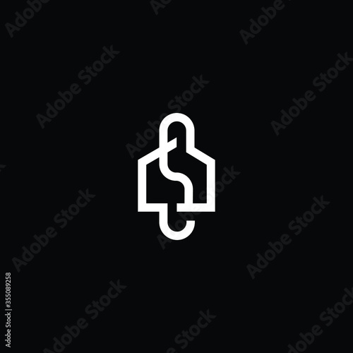 Logo design of S in vector for construction, home, real estate, building, property. Minimal awesome trendy professional logo design template on black background.