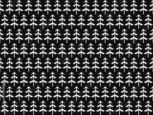 Seamless pattern with firs in scandinavian folk style. Stock illustration for web and print, wallpaper, background, textile, scrapbooking and wrapping paper.