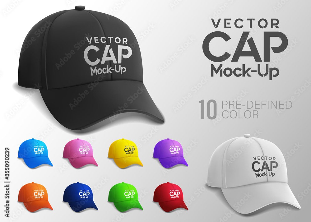 Cap Mock-Up in side view with Predefined Color, easy to edit and place ...