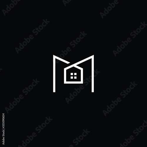 Logo design of M in vector for construction, home, real estate, building, property. Minimal awesome trendy professional logo design template on black background.