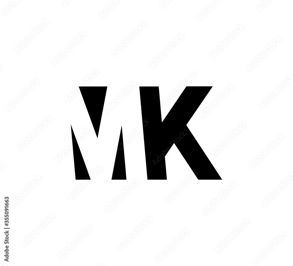 Initial letters Logo black positive/negative space MK Initial letters Logo black positive/negative space MK