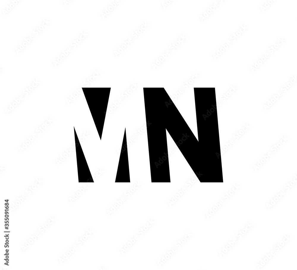 Initial letters Logo black positive/negative space MN Initial letters Logo black positive/negative space MN