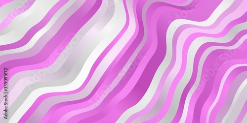 Light Pink vector backdrop with circular arc. Bright sample with colorful bent lines, shapes. Best design for your ad, poster, banner.