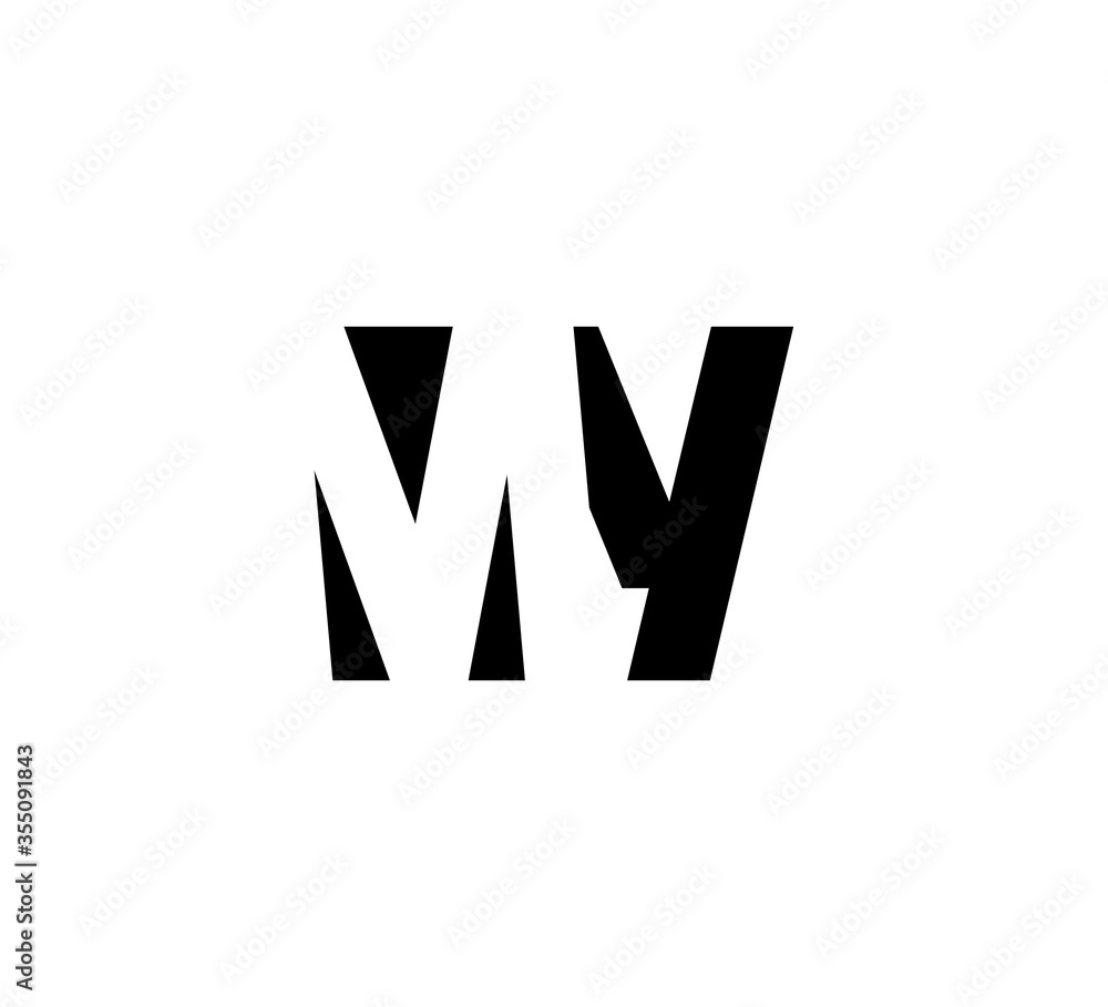 Initial letters Logo black positive/negative space MY Initial letters Logo black positive/negative space MY
